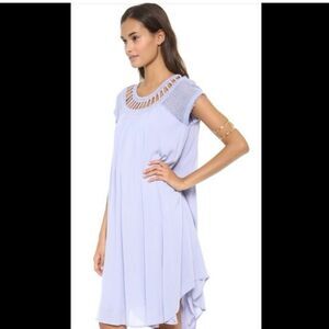 Free People Women's Knee-Length Dress Cap Sleeve Blue Size M